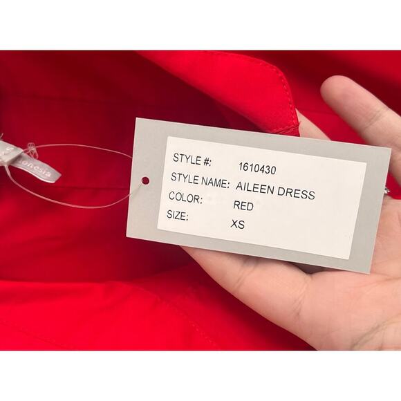 Hinson Wu Aileen 3/4 Sleeve Button Back Shirt Dress Poppy Red Womens Size XS NWT - Picture 8 of 11